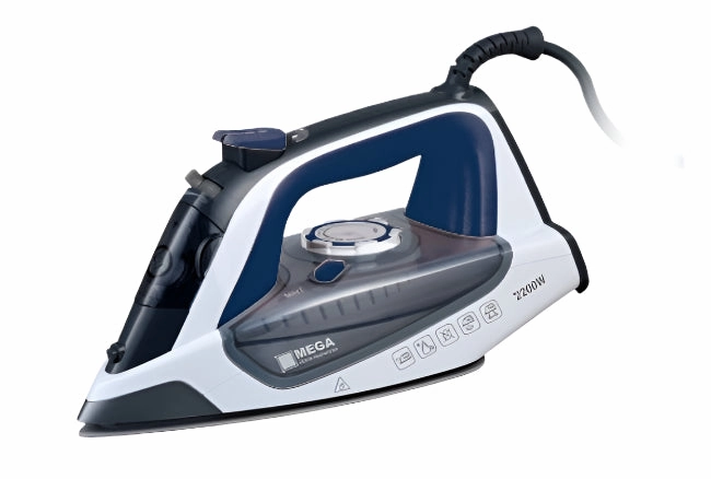 Mega Steam Iron, 2200Watts, Grey With Blue Mega Savings Now