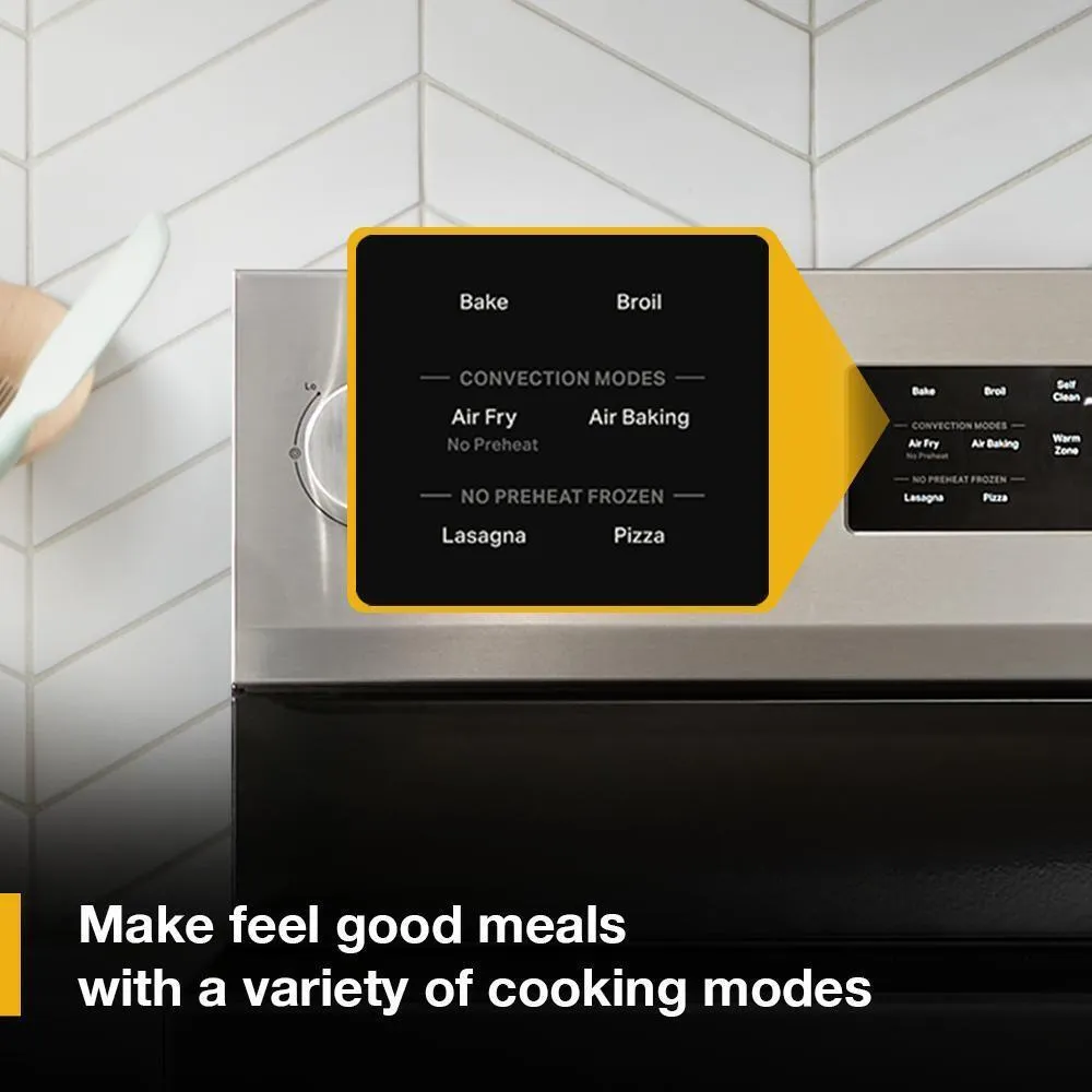 Whirlpool WFES5030RZ 30-Inch Energy Star Electric Range With Air Cooking Technology, No Preheat Air Fry And Air Baking And Self Clean